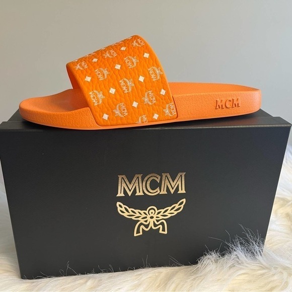 MCM Orange Slides, mens size 10 main image 8